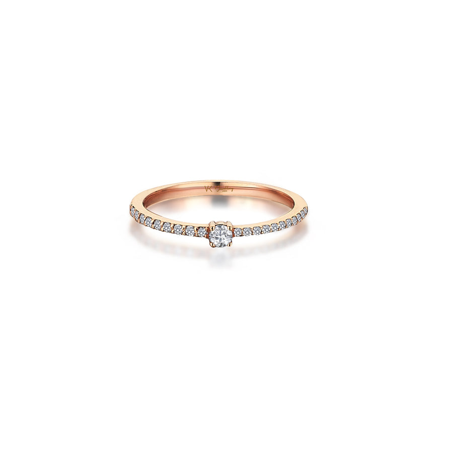 Rose Single Half Pave-Set Diamond 18K Gold Ring