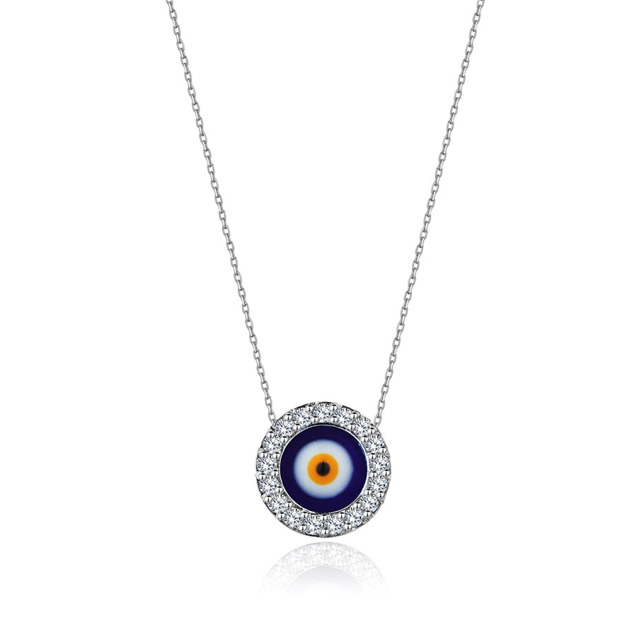 Evil Eye 14K White Gold Necklace