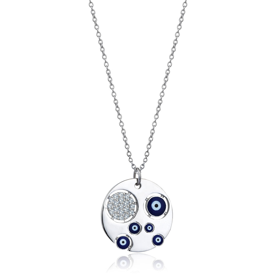 Evil Eye Diamond 18K White Gold Necklace