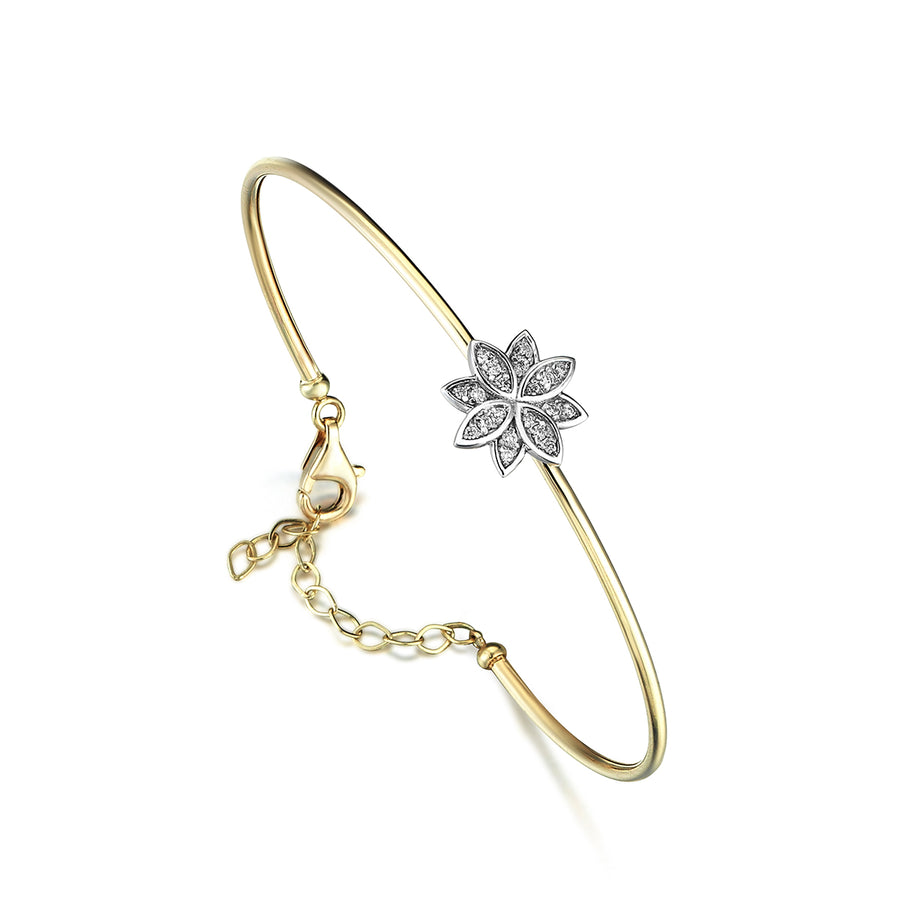 Double Aurora Diamond 14K Gold Bangle