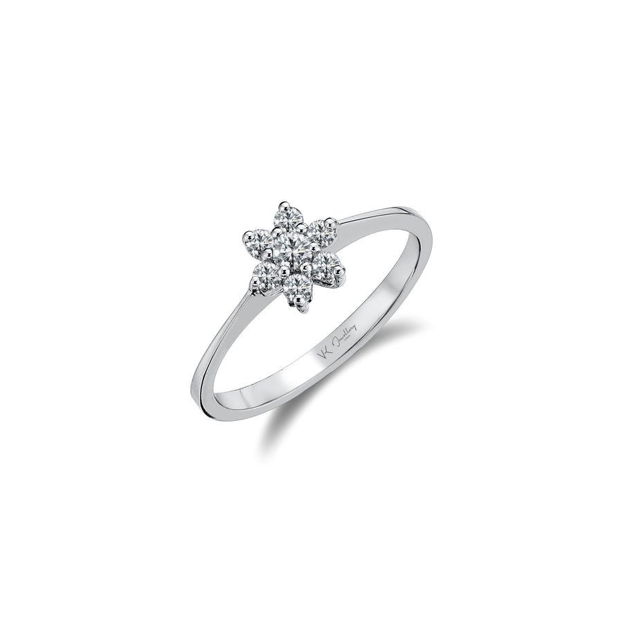 18K White Gold Shimmer Star Ring