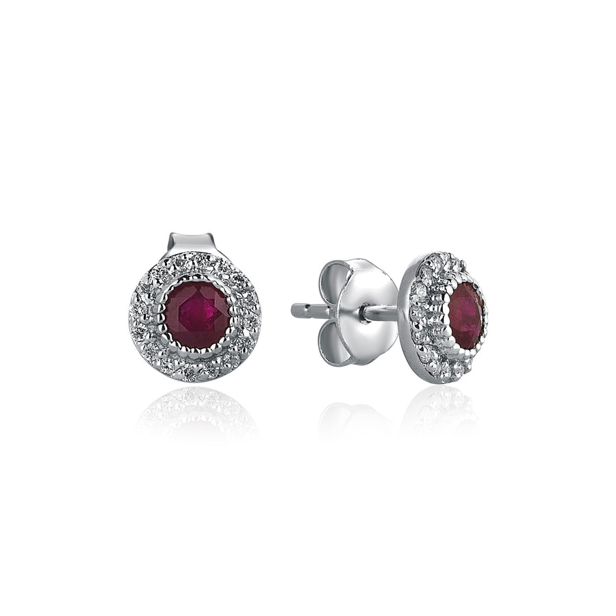 Adaline 18K White Gold Ruby Earrings