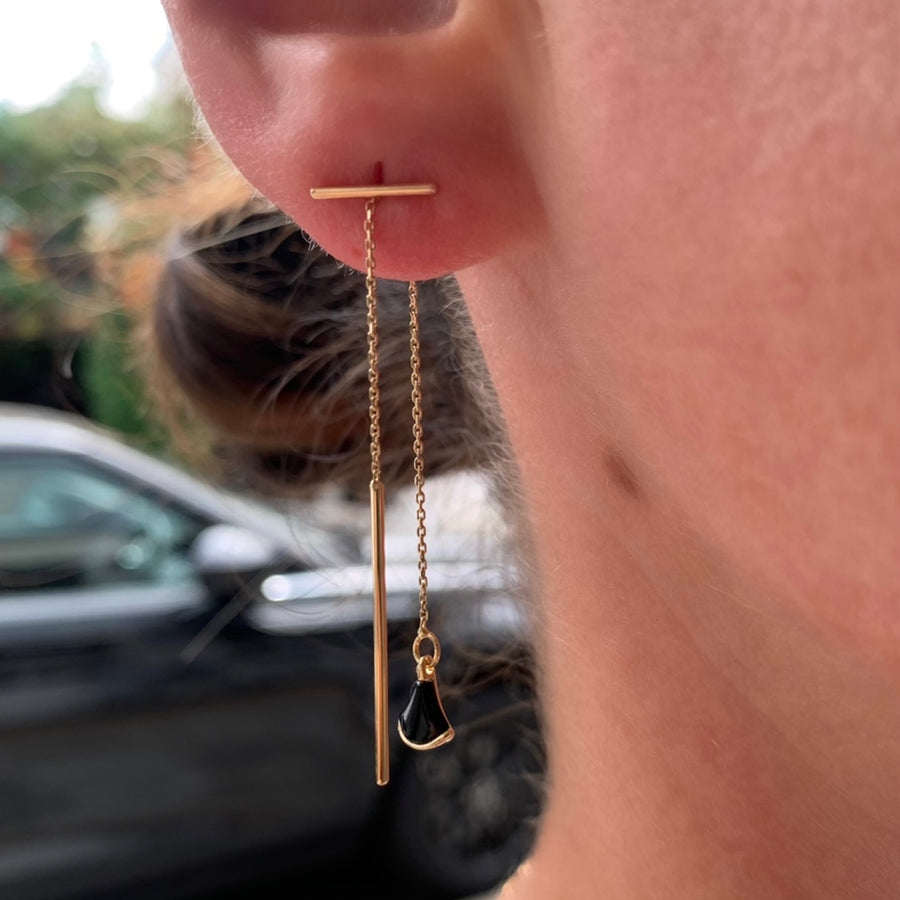 Olivia Onyx 14K Gold Earrings