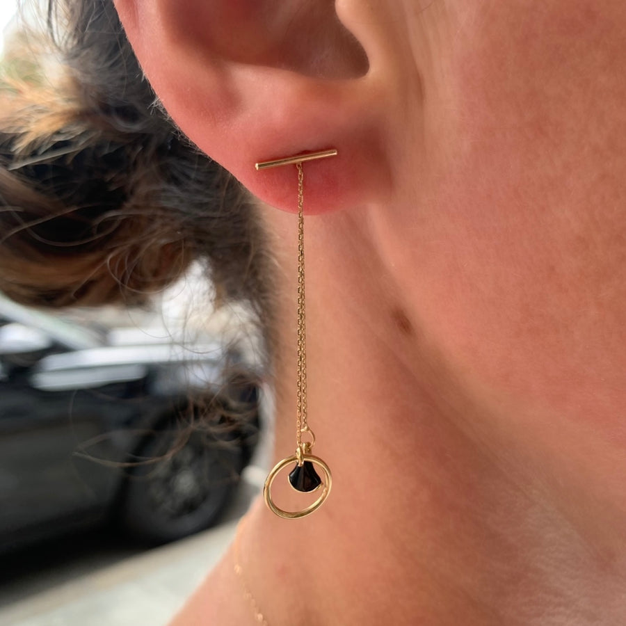 Ellie x Olivia Onyx 14K Gold Earrings