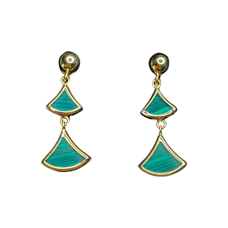 Olivia Malachite Gold Earrings