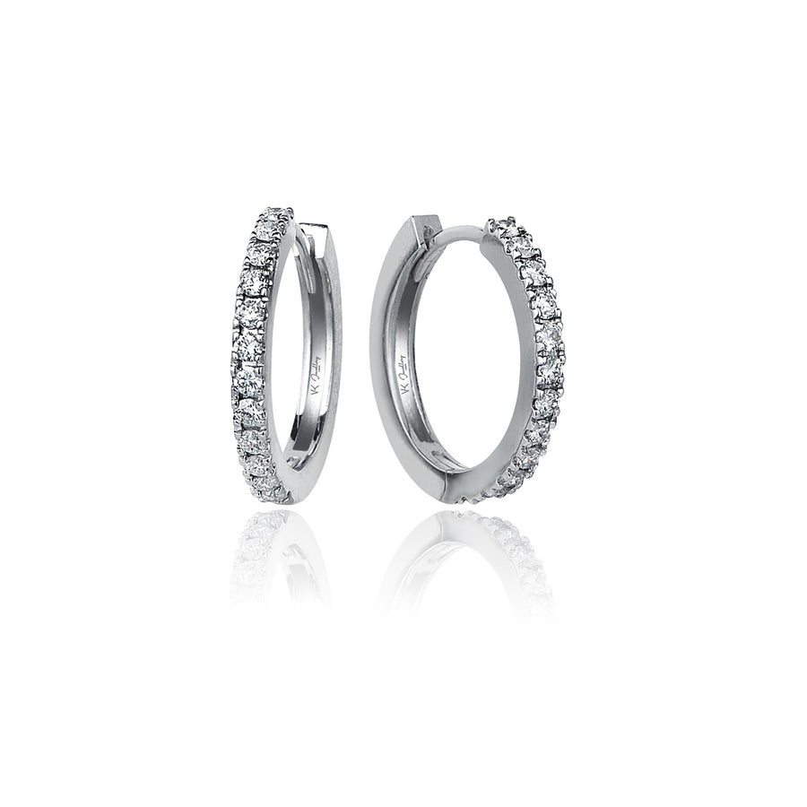 Diamond Hoops 18K White Gold Earrings