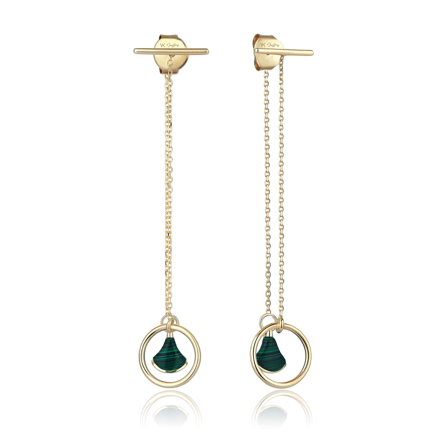 Ellie x Olivia Malachite 14K Gold Earrings