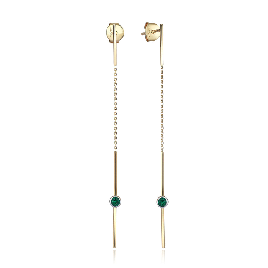 Lara Half Ray 14K Gold Green Earrings