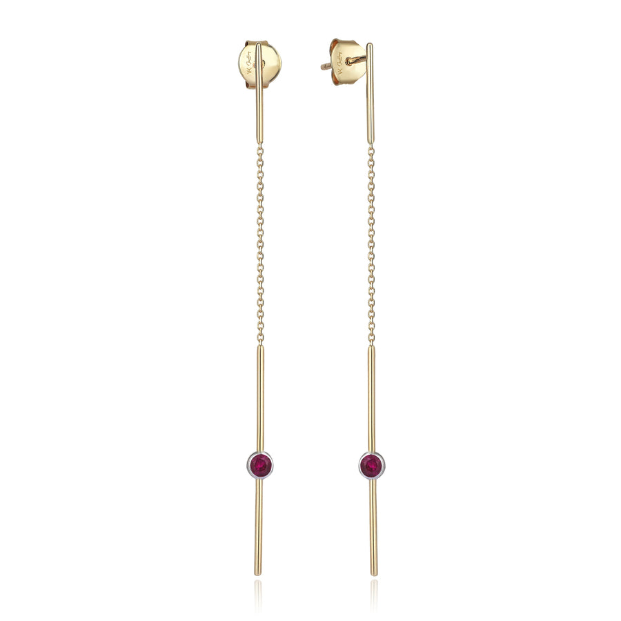 Lara Half Ray 14K Gold Pink Earrings