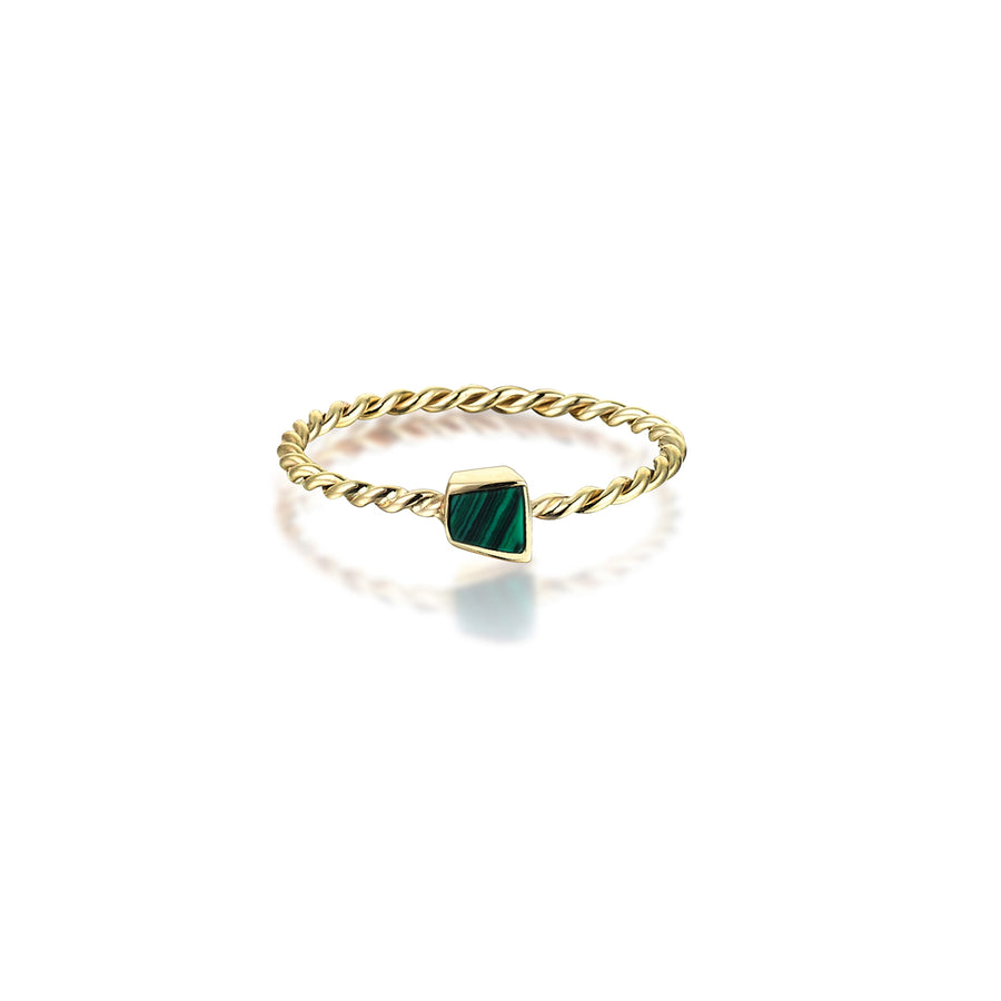 Rina Malachite 14K Gold Helical Ring