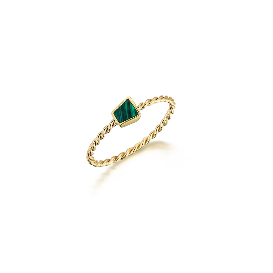 Rina Malachite 14K Gold Helical Ring