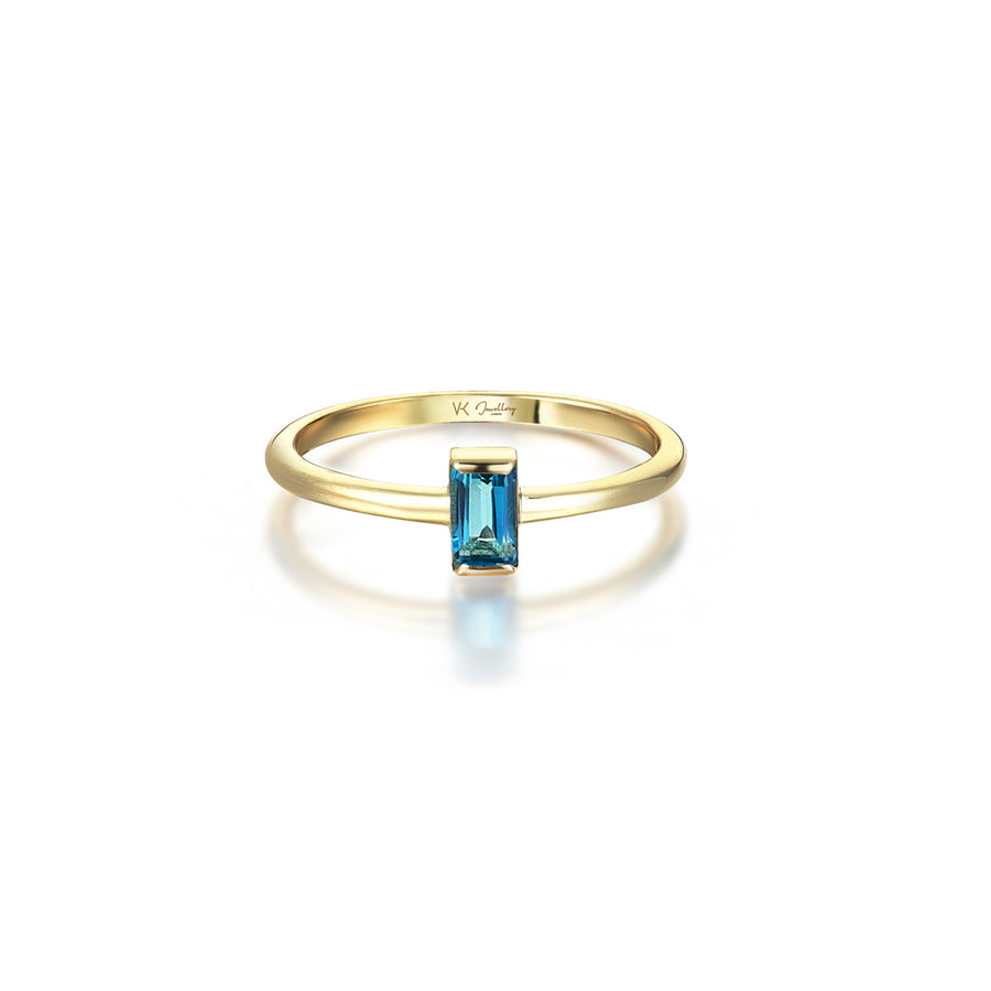 Nora Blue Topaz 14K Gold Edge Ring