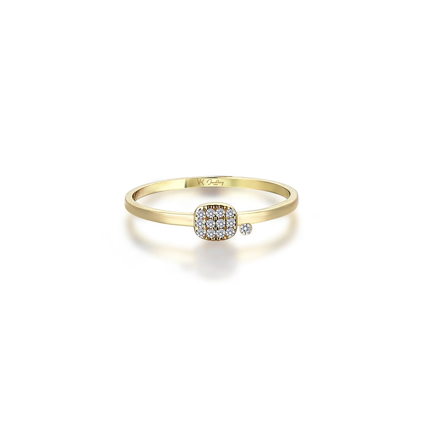 Cushion Single Diamond 14K Gold Ring