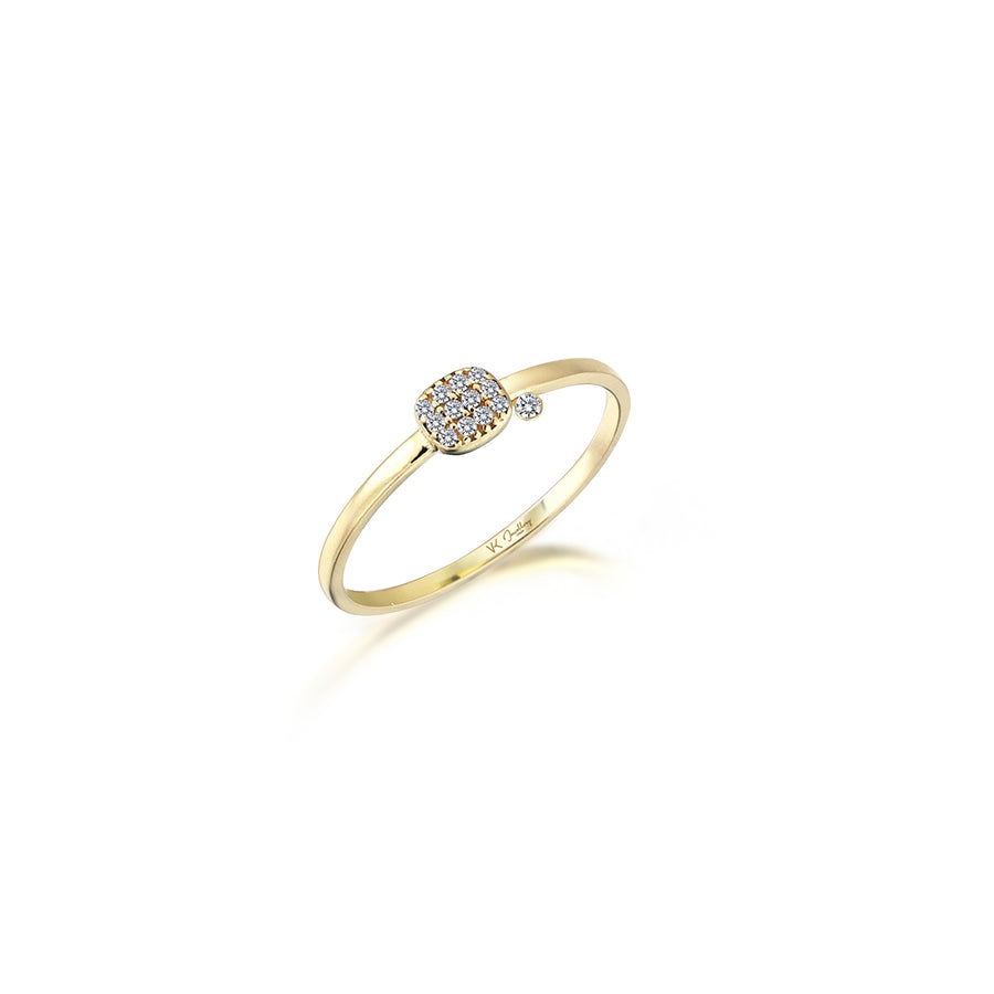 Cushion Single Diamond 14K Gold Ring