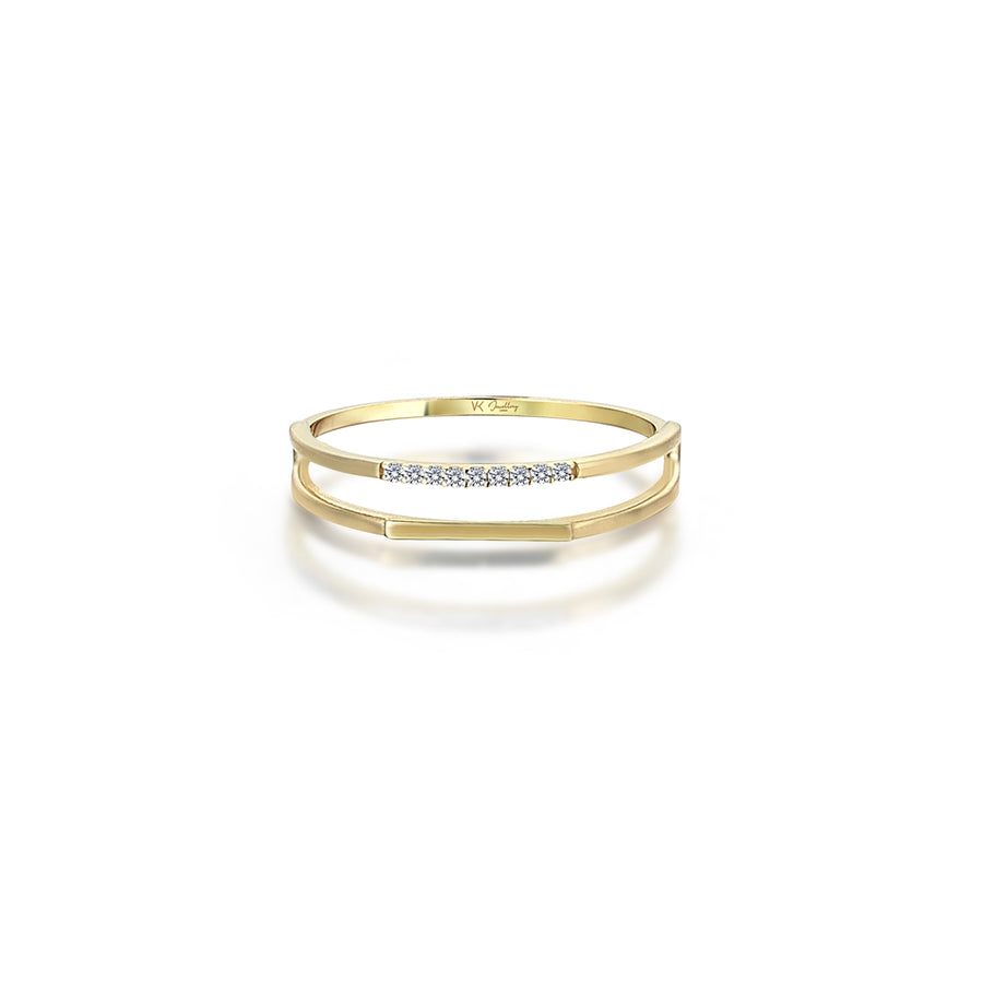 Diamond 14K Gold Double Band Ring