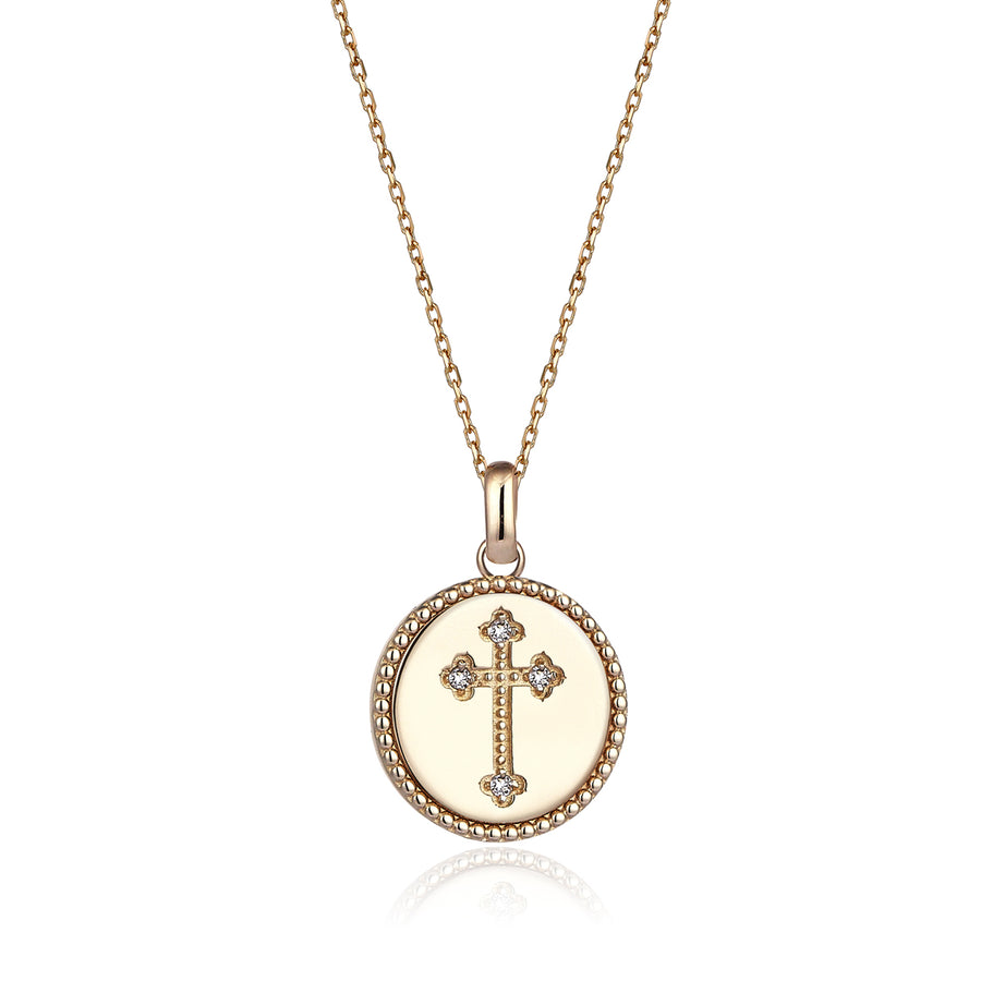 Cross 14K Yellow Gold Diamond Necklace