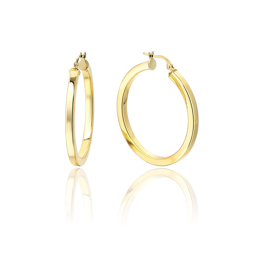 Large Cornered 14K Gold Hoop Earrings