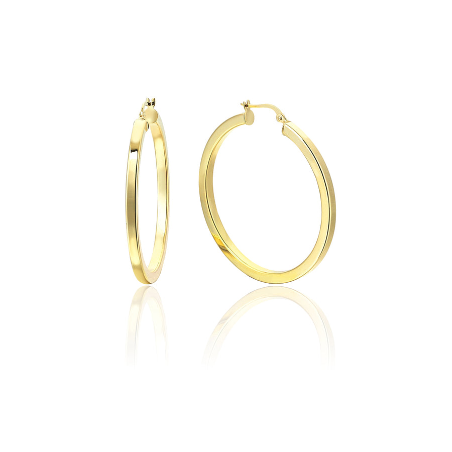 XL Cornered 14K Gold Hoop Earrings