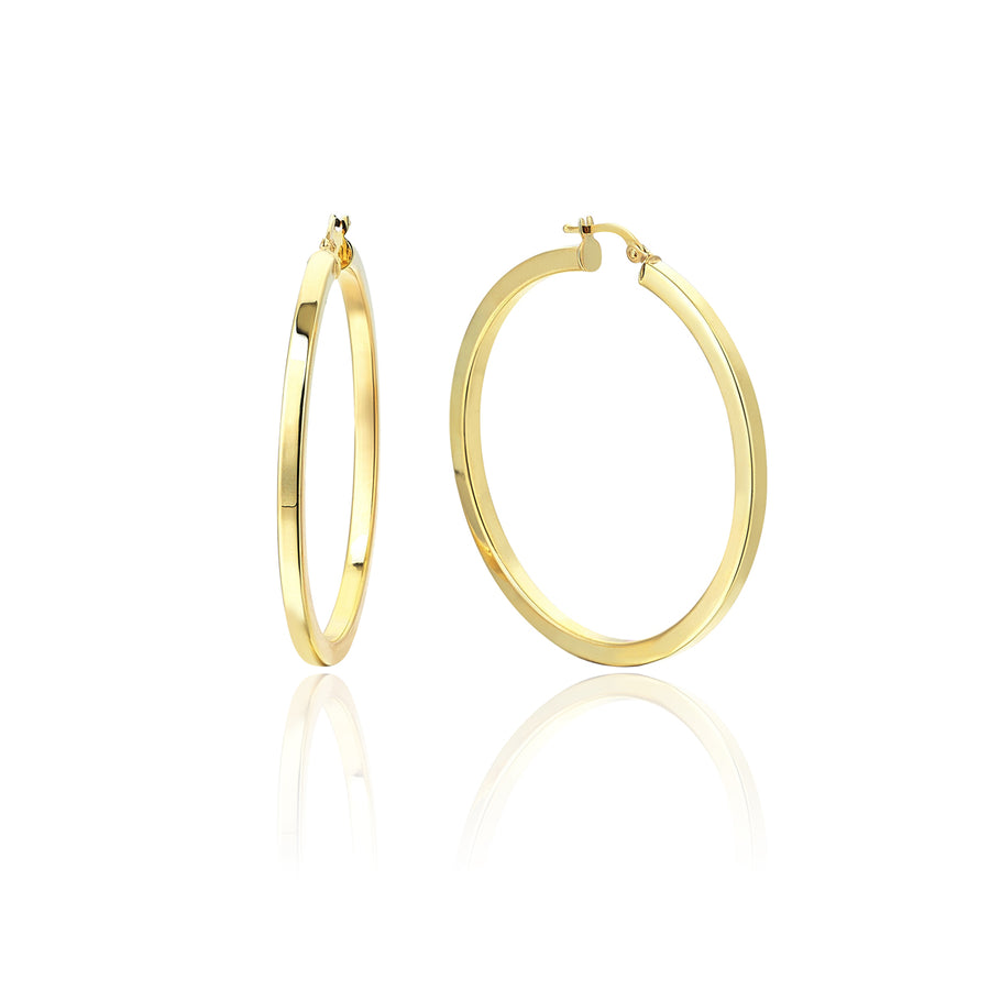 XXL Cornered 14K Gold Hoop Earrings