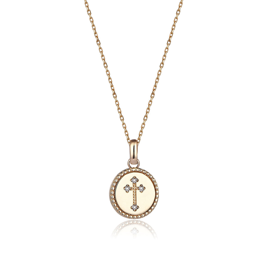 Cross 14K Yellow Gold Diamond Necklace